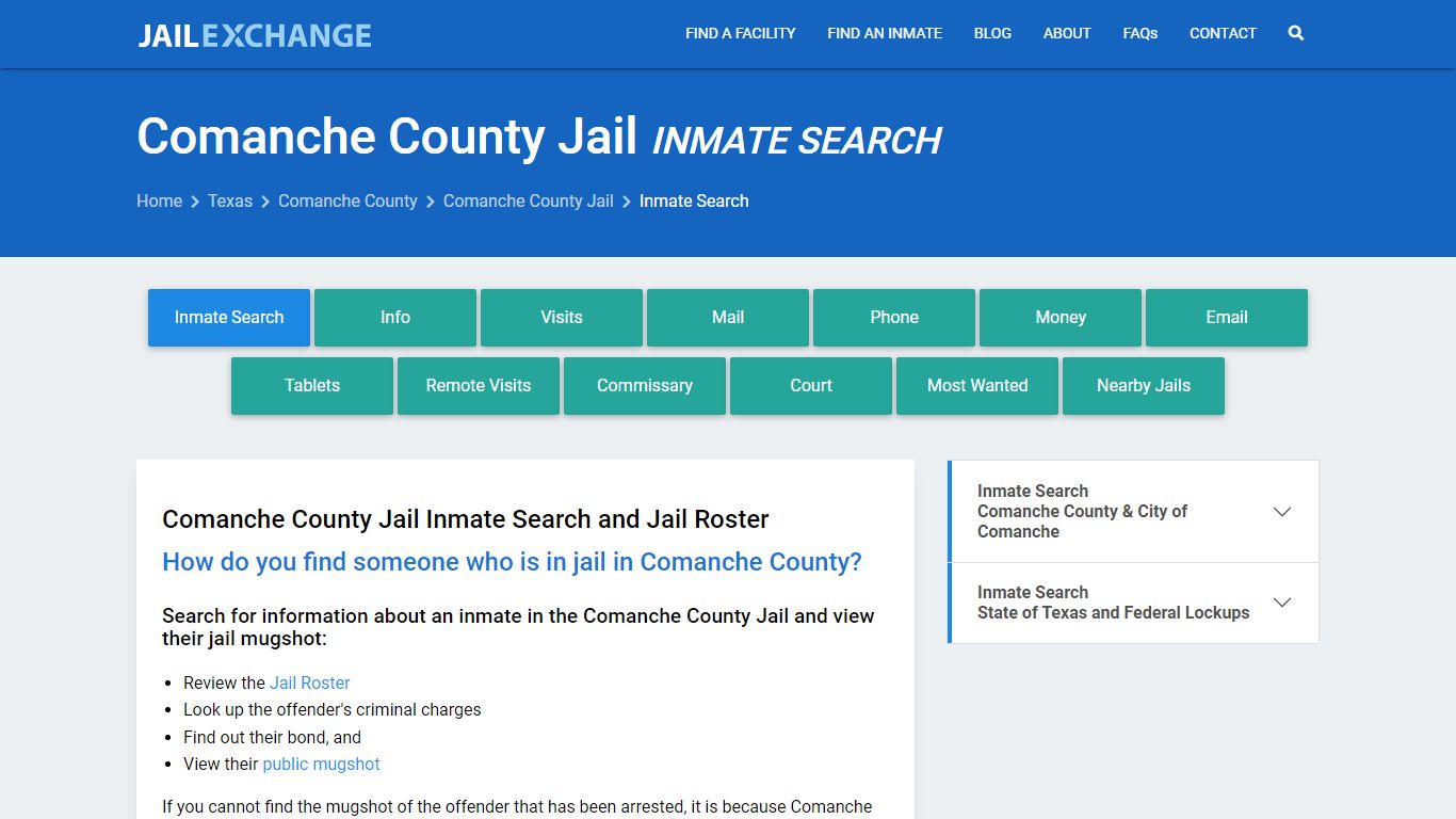 Comanche County Jail Inmate Search - Jail Exchange